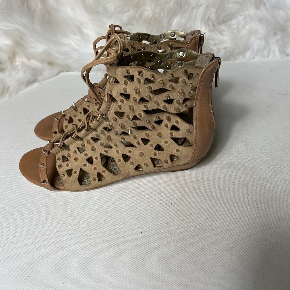 Sam Edelman Daphine Buff nude leather high top sandals Size 7.5M
